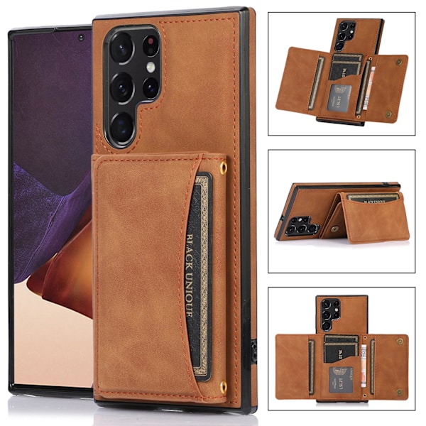 Kotelo iPhone 13 minimille, ruskea käyntikorttikotelo, kiinteä lompakkopaikka, crossbody