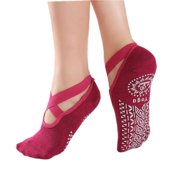 Kvinder Yoga Anti-slip sokker Dame Ventilation Ballet Dance Gym Fitness Pilates Bomuldsstrømper Red