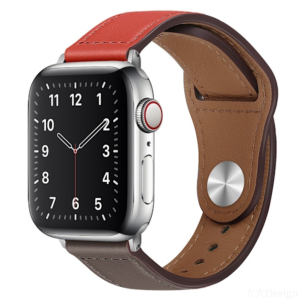 Kellon ranneke Apple Watch iWatch 38/40/41/10 sukupolvelle 42MM tiilenpunainen mudalla