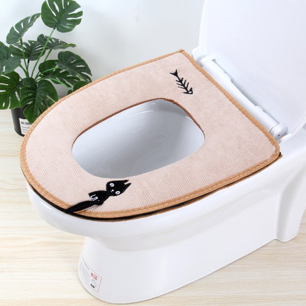 3 kpl wc-istuimen cover Creative Cute Vedenpitävä O-rengas vakosamettivetoketju Beige