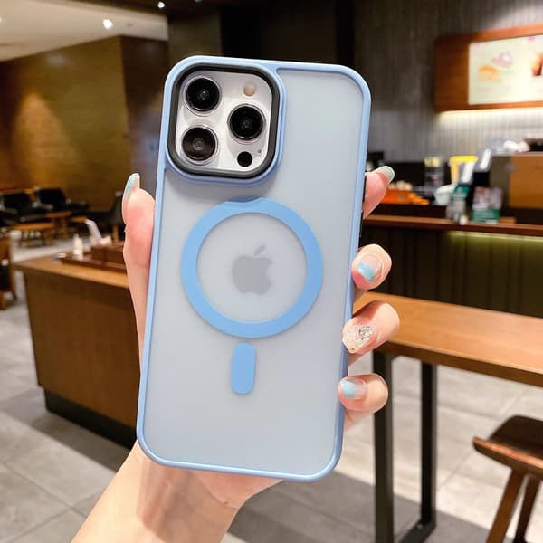iPhone 17promax Far Peak Blå Magnetisk Matt Linsfodral med Fallskydd