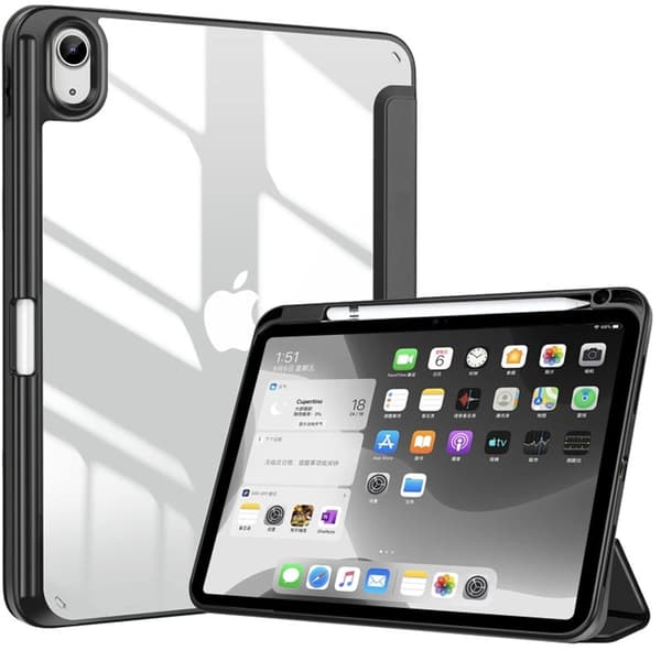 Stilfuldt etui til iPad 10.2\"/10.5\" 2021 sort tri fold læder