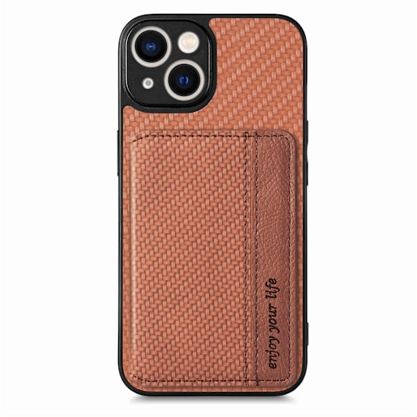 Fodral för iPhone 13 Pro Max brun multifunktionell korthållare magnetisk stöldskydd