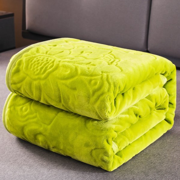 Coral Fleece tæppe vinter fortykket flannel tæppe tæppe dobbeltsidet tæppe nap sengetøj Fruit Green 100*120cm