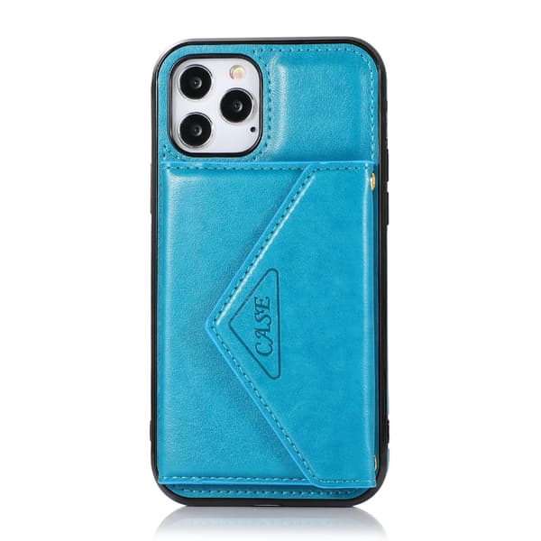 Fodral för iPhone16PLUS blå crossbody solid plånbok snodd anti fall full kortplats