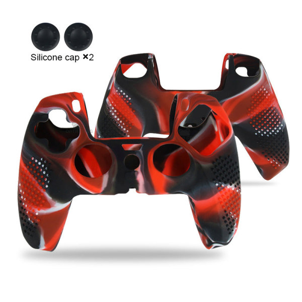 Ps5 Handle Silicon Rubber Sleeve Ps5 Personality Camouflage Case Ps5 Liukumaton Naamiointi Black red camouflage