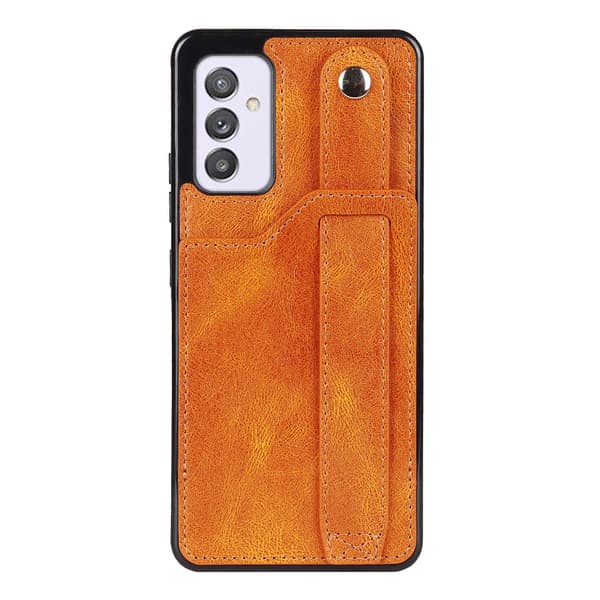 Etui til iPhone 14max khaki armbånd læder PU mode kortholder multifunktionel