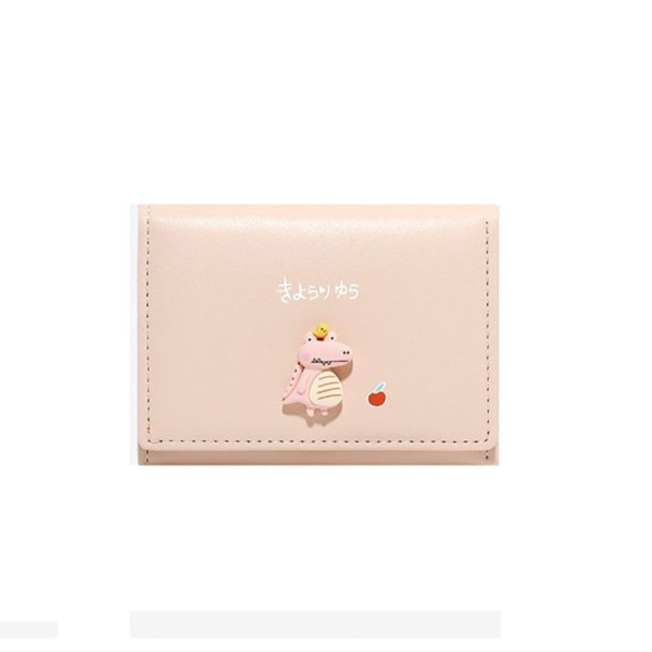 Naisten lompakkokolikkolaukku Lyhyt Mini japanilainen ja korealainen Trend Tri-Fold Student Dinosaur Pink