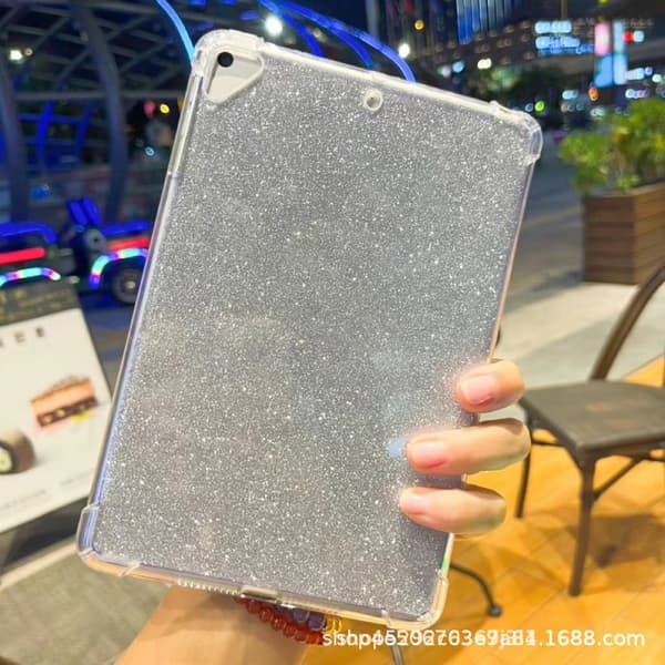 Stilfuldt etui til iPad Pro 2018 11\" Sølv Glitter Hjerte Bagside Kort