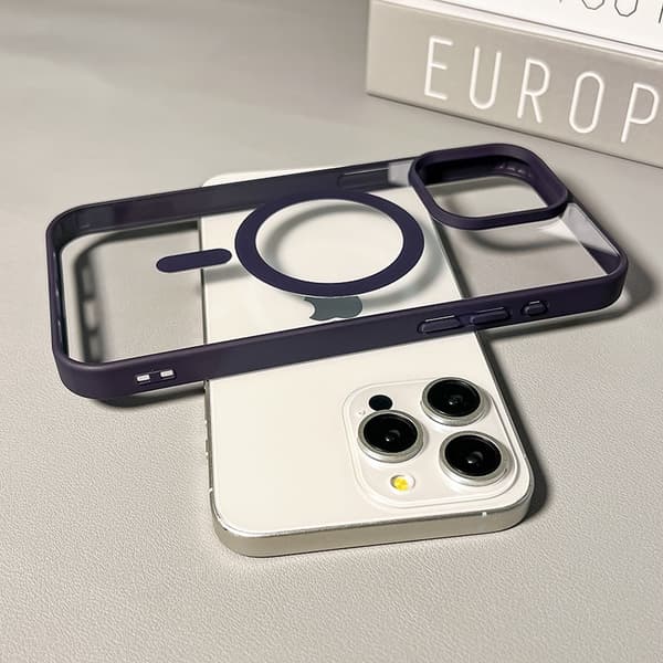 Etui til iPhone 17PRO Mørkelilla Transparent Magnetisk