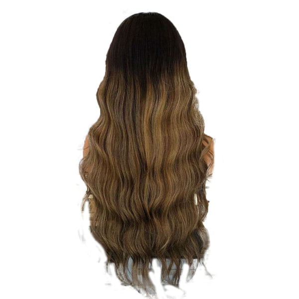 Kvinder paryk farvet mellem og langt krøllet hår syntetiske parykker W269