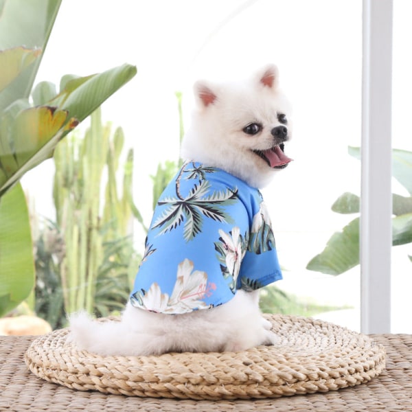 Pet Clothes Small And Medium Dogs Beach Pineapple Shirt Hawaiian Summer Four Seasons Clothes Coconut Tree shirt White s