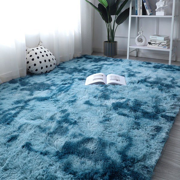 Uldtæppe Soveværelse Sengetæppe Full-Shop Princess Room Pige Garderobe Tæppe Gulv Peacock Blue 160 × 50cm