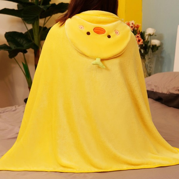 Coral Fleece Barn liten filt Huva Cape Cover Benfilt Luftkonditionering Tupplursfilt Duck 70*125cm