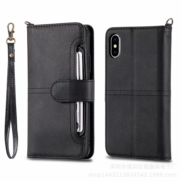 Etui til iPhone 13 Pro Sort Multifunktion Anti-fald 2 i 1 Split Læder Kort Slot