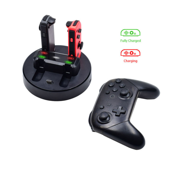 For Nintendo Switch OLED Gamepad-lader Fire-i-ett fast lader venstre og høyre håndtak Lading Black pro 5-in-1