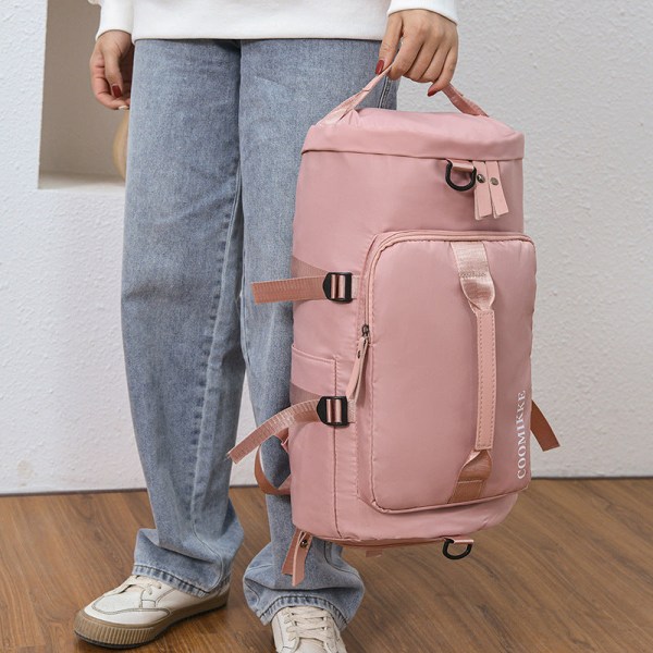 Multifunktionel håndbærende rygsæk rund Barrel Single-Soulder Bag Træningssportstaske Gray