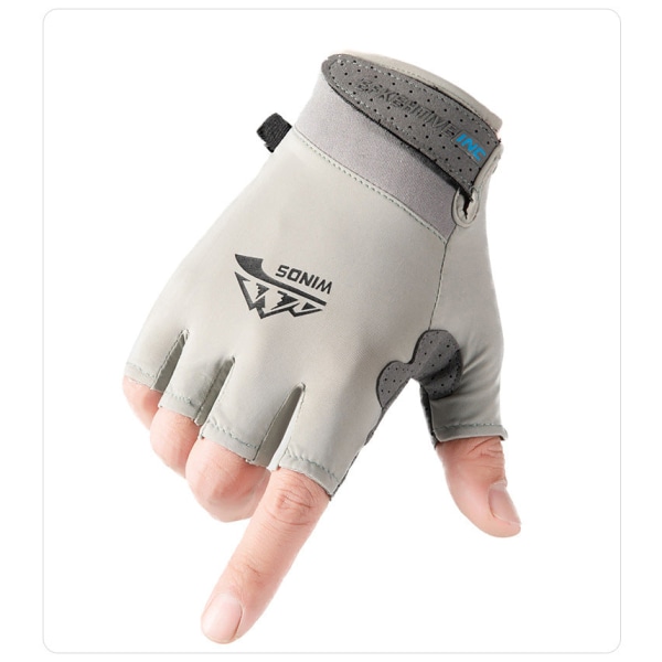 Kvinnor Män Cykelhandskar Solskydd Ice Silk UV-skydd Cykling Half finger Gray S