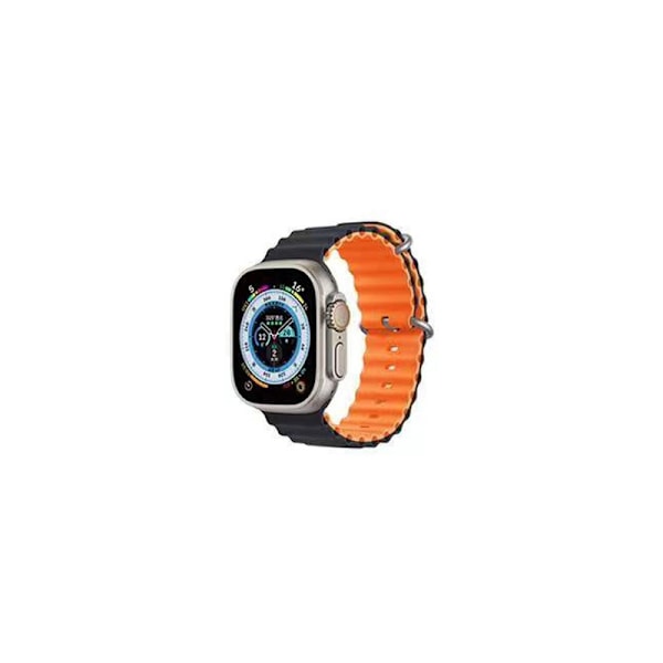 Urrem til Apple Watch iWatch 42-49mm sort urkasse Midnight med orange