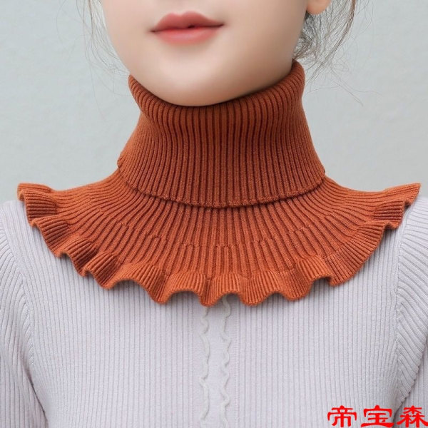 Kvinders falsk krave Aftagelig halv trøje Holder varm Cervikal støtte Bana koreansk stil Alsidig dekorativ ensfarvet uld Apricot