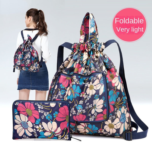 Kvinner jente ryggsekk skulderveske skolesekk Snøring Enkel Vanntett Sammenleggbar Buggy Bag Sports Gym Bag Snøreveske Reise Butterfly flower