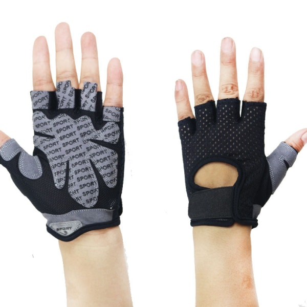 Naiset Miesten Pyöräilyhanskat Fitness Half Finger Outdoor Pyöräily Puolikäsineet Gray S