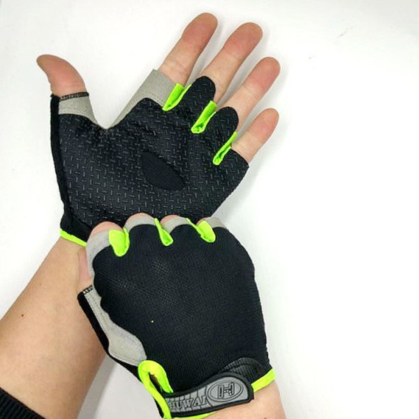 Kvinnor Män Cykelhandskar Sommar Mesh Utomhussporter Andas Halkfritt solskydd Black and Green S