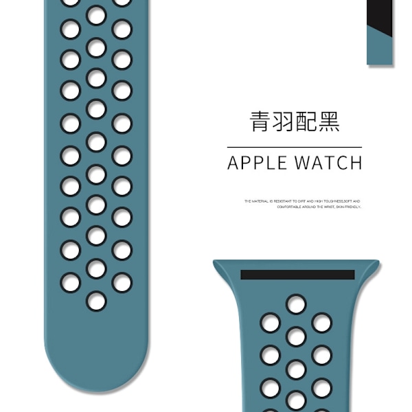 Klockarmband för Apple Watch iWatch 42/44/45/46/49mm Förlängt/L Grön Fjäder med Svart