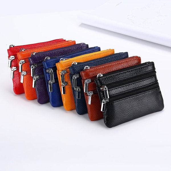 Women wallet coin purse Genuine Leather    Home Zip Key Bag Multifunctional Card Holder Light Blue