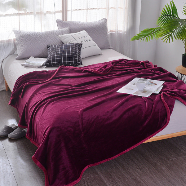 Fortykket flanellteppe Sobelpels Uformelt teppe Termisk sengetøy Minkpelsstoffteppe Wine Red 120*200cm