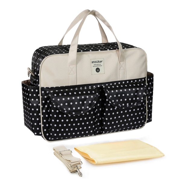 Bleievesker Mammaveske Vanntett multifunksjonell stor kapasitet Crossbody-skulder Bærbar white polka dot