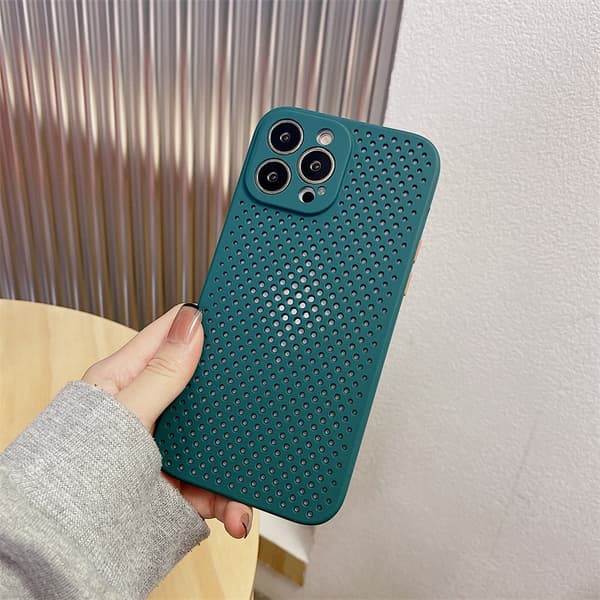 Skal för iPhone 17 Pro Max Midnattsgrön Mesh Silikon Värmeavledning