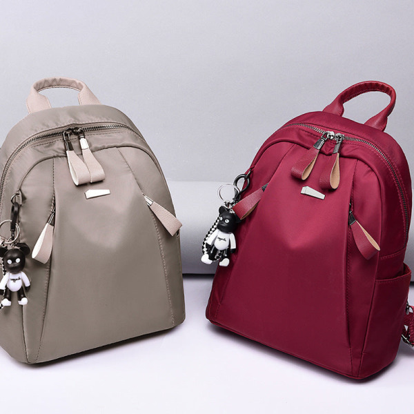 Women girl backpack shoulder bag schoolbag Korean Style Oxford Cloth Outdoor Travel Bag Printed Casual Student Small Bag Wine Red