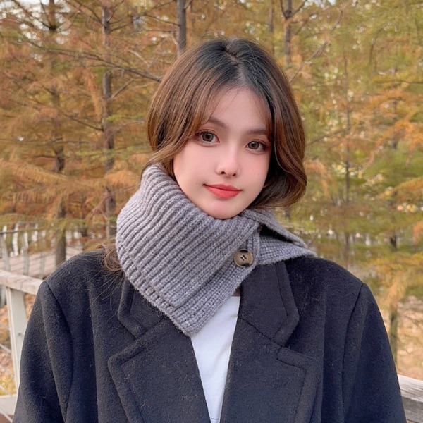Kvinners falsk krage Avtakbar halv vinter koreansk stil Matchende internettkjendis varm hals knapp strikket sjal Beige 50cm