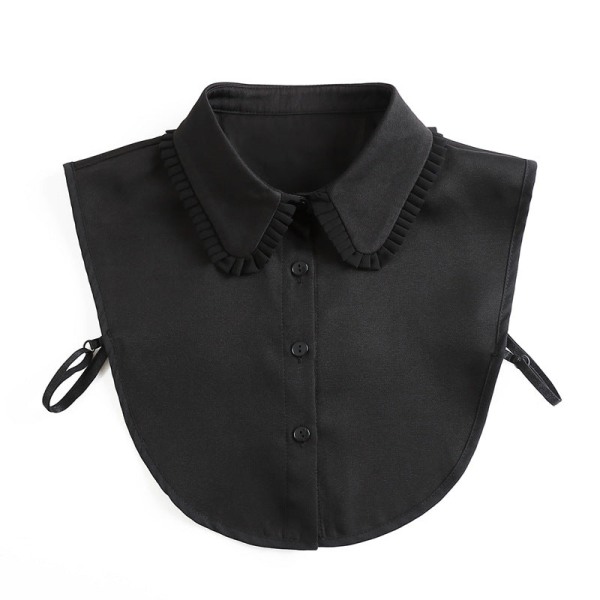 Jente falsk krage for kvinner Plissert treøre Hvit chiffonskjorte Avtagbar krage falsk skjortekrage Black pleated collar