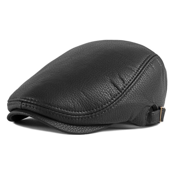 Baskerhatt 2022 Höst Vinter Läder Varm Casual cap Black Adjustable