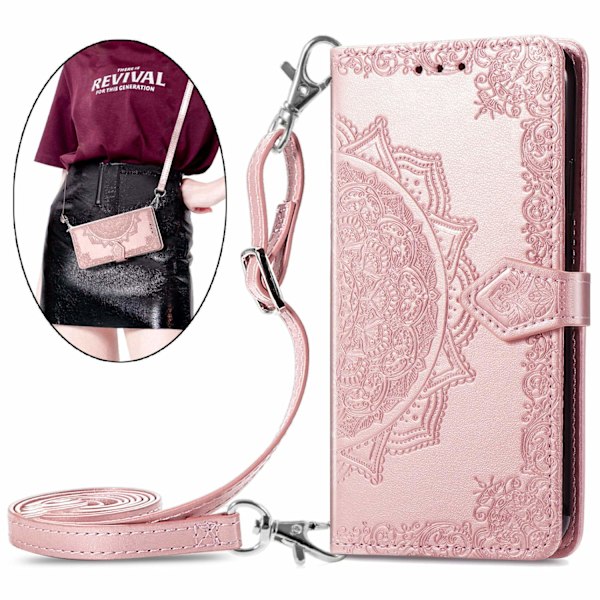 iPhone 13 -kotelo, ruusukulta, japanilainen ja korealainen olkalaukku, pitkä kaulanauha, vyötärö, crossbody