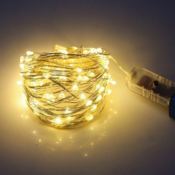 5/10/20m LED-valot USB -seppele Xmas Wedding Fairy Copper Wire juhlavalo kaukosäätimellä White 10M 100LED