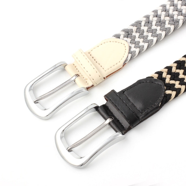 Kvinder bælter Herre lærred bælte stretch vævet læder bælte mode afslappet elastisk bukse bælte unisex Army Green 107x3.3cm