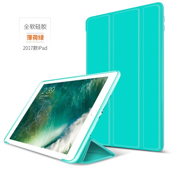 Etui til iPad AIR1 mintgrøn silikone tri fold honeycomb ultratynd blød eksplosion