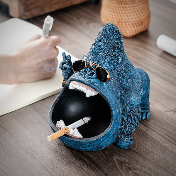 Askfat Tecknad Bully Hem Vardagsrum Kontorsdekoration Vintage Keramik Djur Askfat Monochrome Shark ashtray matte black