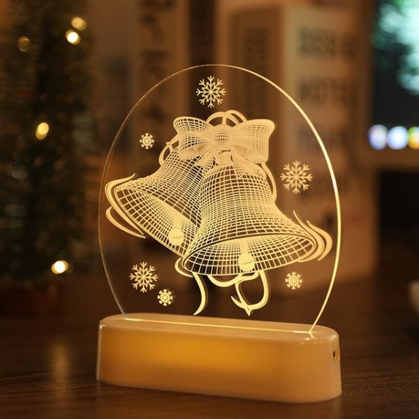 LED juledekoration 3D lys til juleferie gaver String Lights Santa Claus Like the picture Christmas Bell