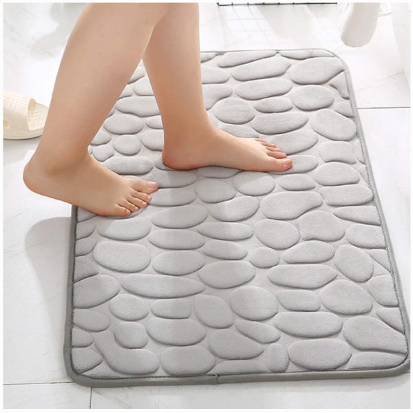 Badmatta Halkfri Absorberande Dusch Badrumsmatta Matta Förtjockad 4 Memory Foam Light gray 40*60