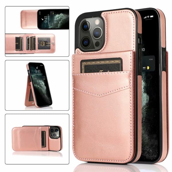 Fodral för Samsung A33 5G Roséguld Solid Ställ Kortfack Flip Plånbok