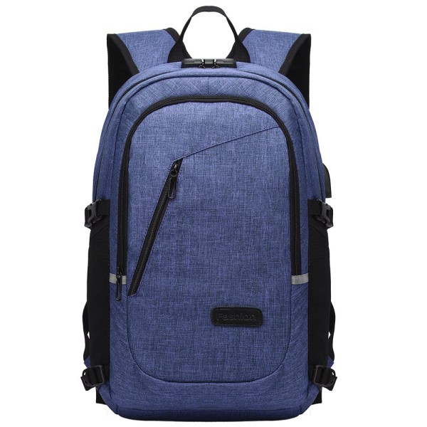 Kouluopiskelijareppu College Bookbag Matkalaukku Monitoiminen varkaudenesto suurikapasiteettinen USB lataus Blue 17 inches