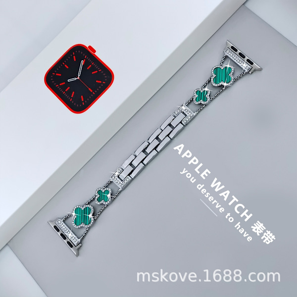 Urrem til Apple Watch iWatch 38/40/41mm -9 generationer Sølv + Turkis