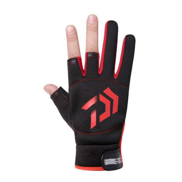 Kvinder Mænd Cykelhandsker Dug Tre Finger Tynde Udendørs Ridning Soltæt og åndbar Three-finger black and red Average Size