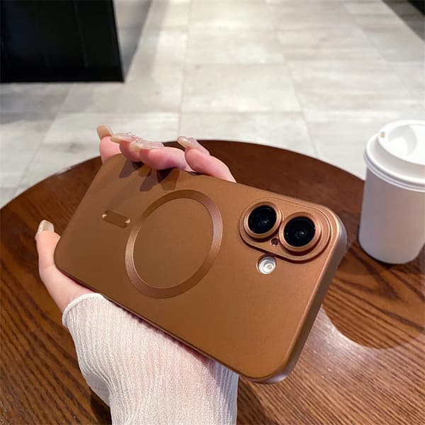 Fodral för iPhone 17 Pro Max Brun Magnetisk Enkel Mjuk
