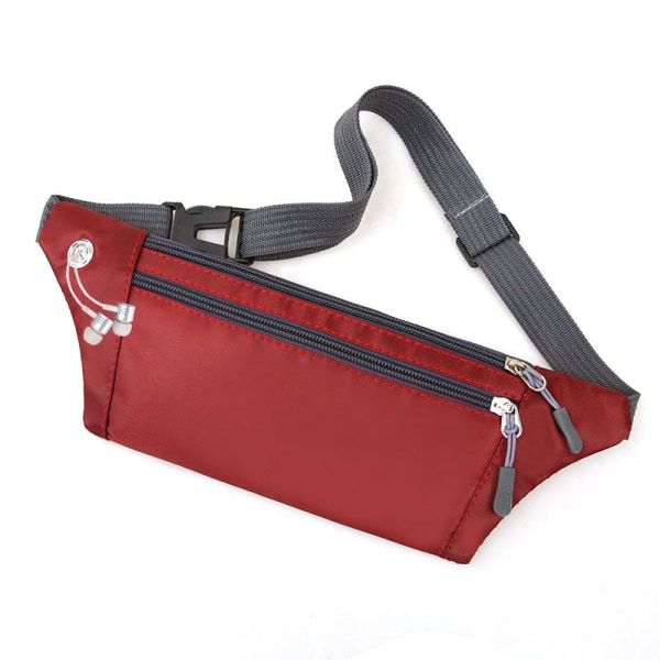 Fanny Pack juoksuhihna vyötärölaukun organizer Nylon vedenpitävä kangas urheilu Wine Red