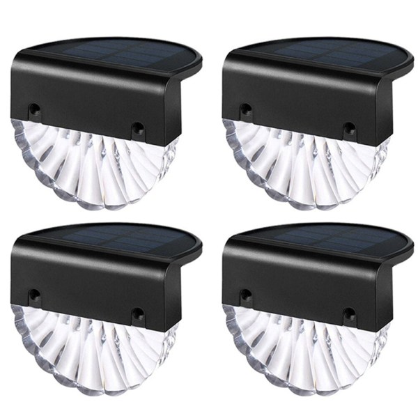 Solar däckslampor, 4-pack utomhus solstegslampor Vattentäta solstängsellampor, akrylbubblor LED solartrappljus 2 lägen Style 1